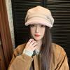 Hepburn-style duckbill octagonal hat for autumn and winter, Japanese-style fleece-lined warm large-brimmed fisherman hat, fashionable and