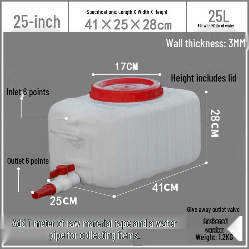 Food Grade Large Plastic Water Storage Bucket with Rectangular Lid for Household Use