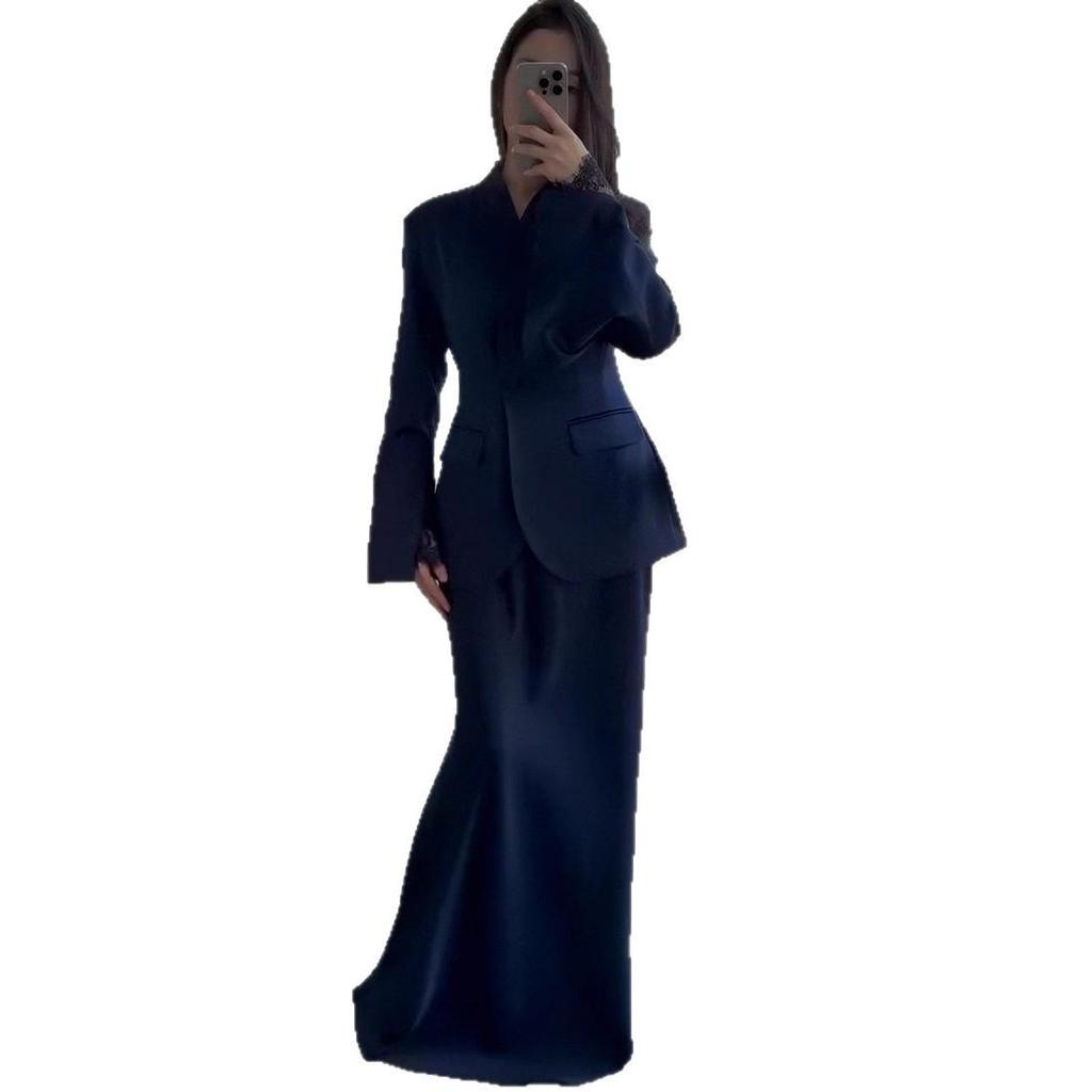 2025 Autumn European & American Women's Professional Long-Sleeve Cardigan Suit Two-Piece