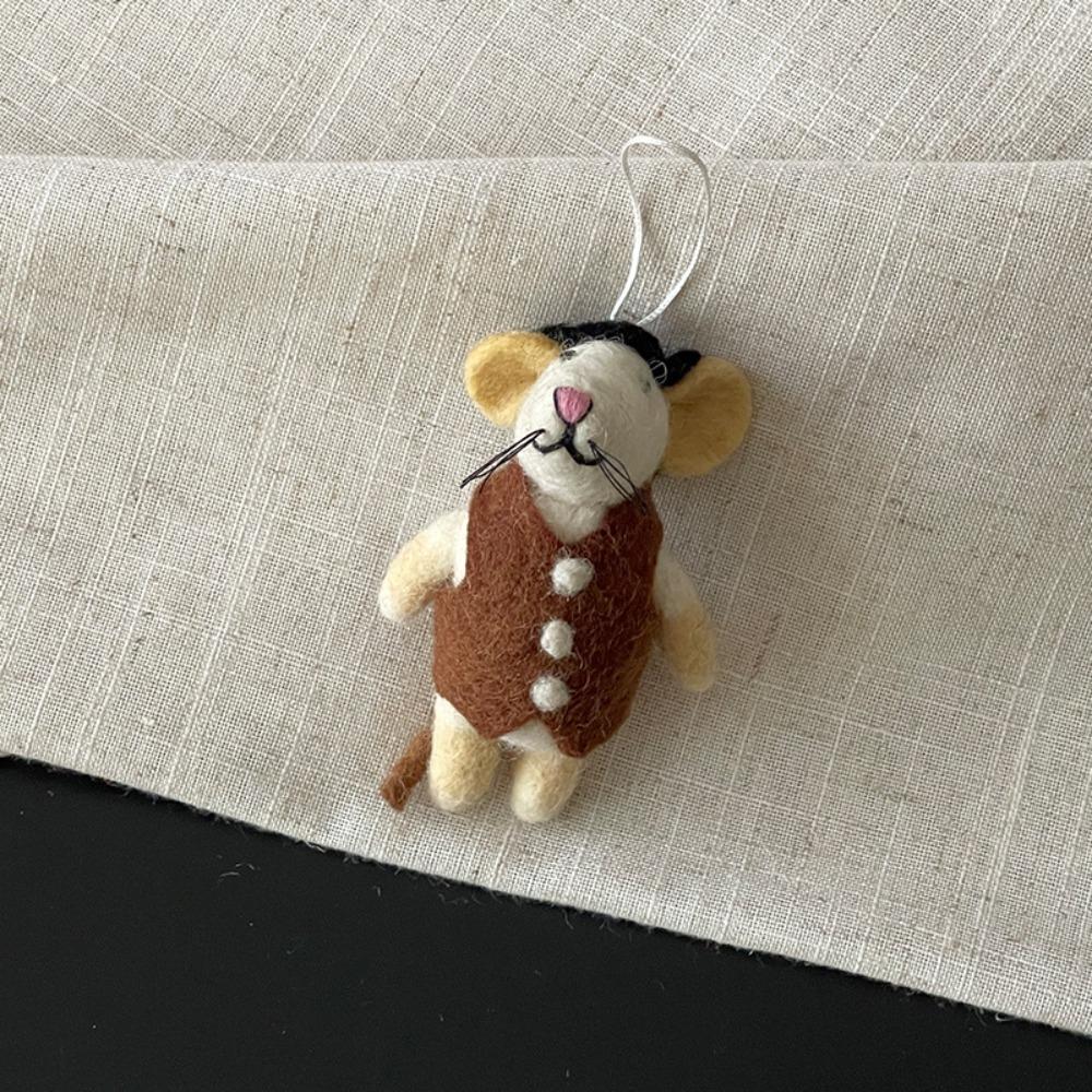 

Rabbit Handmade Wool Felt Animal Pendant Surfing Dog Whale Keychain Car Key Pendant Style 7