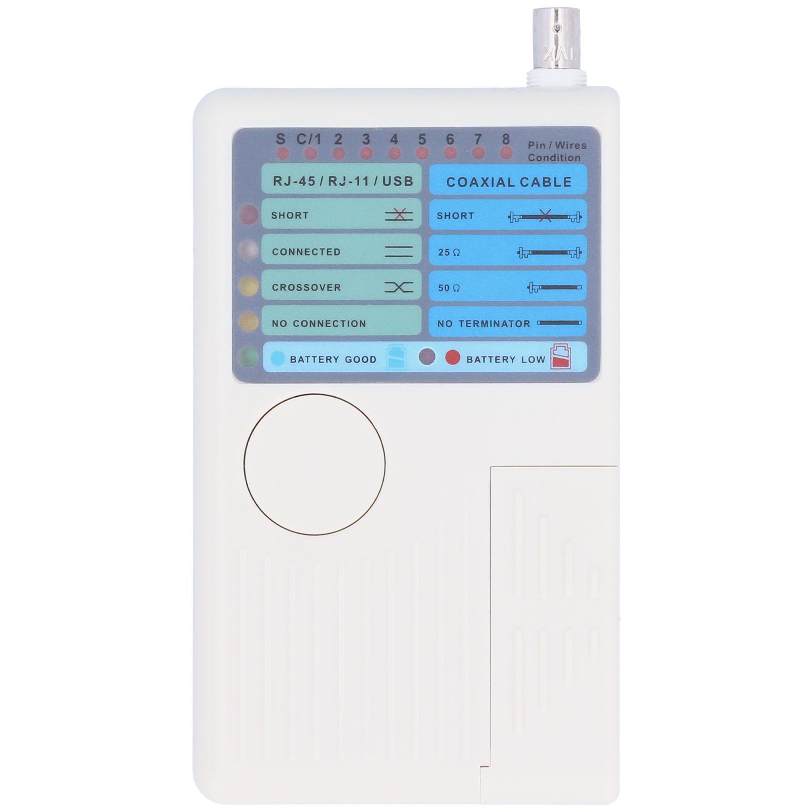 

Мультифункциональный тестер коаксиального кабеля 4 в 1 Сетевой инструмент RJ11 RJ45 USB BNC Мультитестер