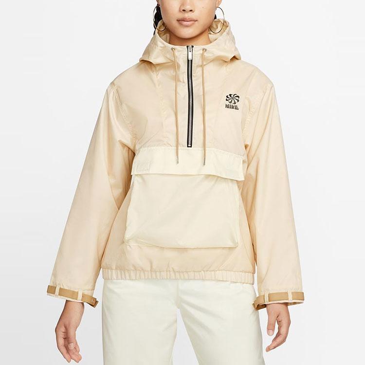 Nike X Atmos WMNS NSW Circa Series Buchstabenprint Half-Zip Hoodie Damen Hoodie Rosa Beige DM5264-219