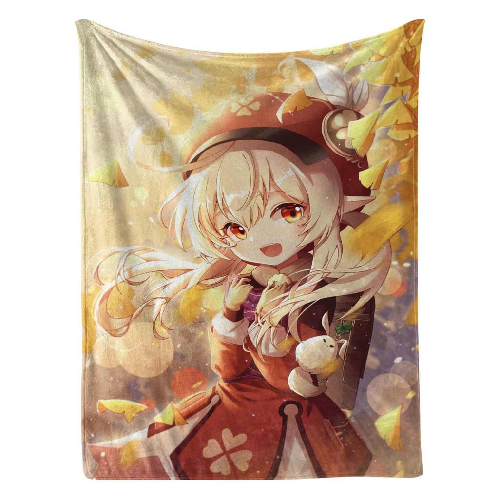 Genshin Impact Klee Cartoon Cute Blanket Cover Warm Soft Anime Flannel Knee Lanket Multifunctional Decoration Universal Blankets