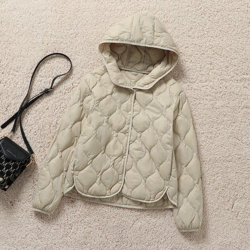 New Autumn and Winter Light Down Jacket Women's Short Hooded V-neck Loose Warm Jacket Type Light