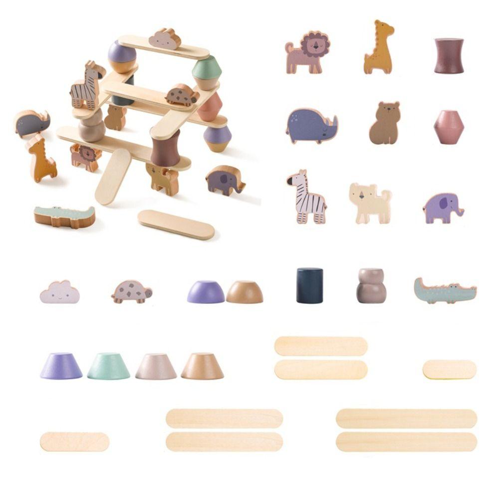 Simulation Wooden Animals Blocks Set Montessori Animal Shape Stacking Toys  Birthday Party Decor