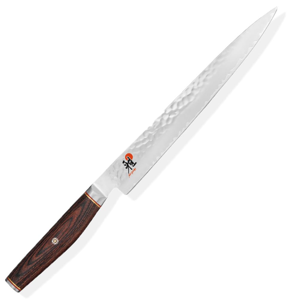 Zwilling Henckels MIYABI Sujihiki 240mm Made in Multilayer Steel Hammered Double Edge Chef Slicer Knife Made in Seki Gifu Prefecture Japanese J.A.