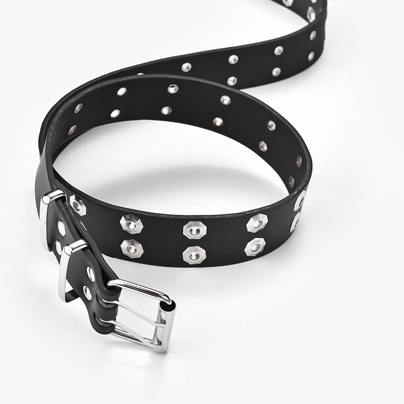 Buy Women Leather Belt Round Metal Pin 