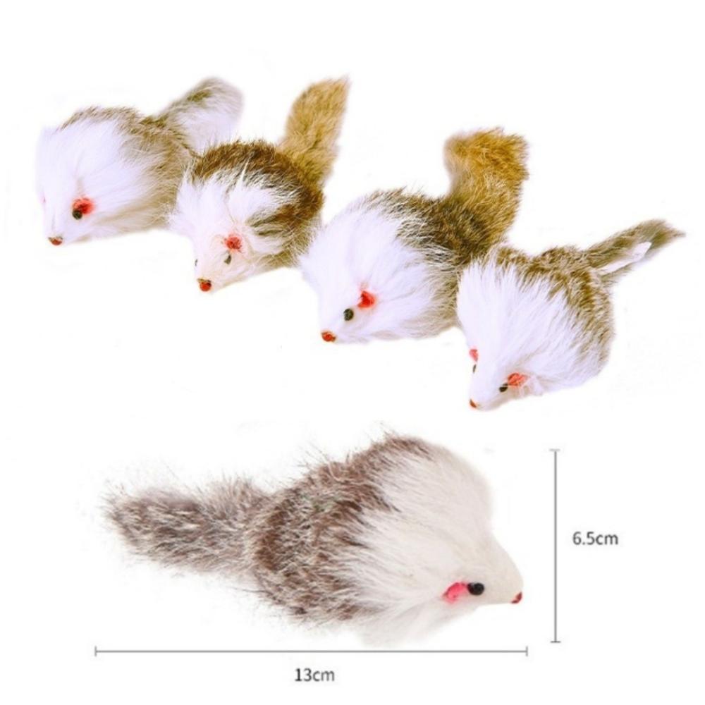 5pcs Synthetic Fiber Plush Plushie Mouse Toy Simulated Rat Interactive Cat Toy Exercise Activity