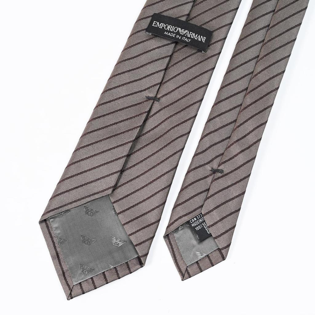 Emporio Armani Men's Tie, 7.5cm Wide, 100% Silk, Striped, Gray, Made In Italy, EM001346 TE13741 F8109 [Used]