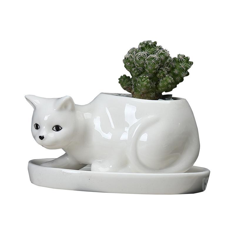 Cartoon Animal Succulent Flower Pot Creative Desktop Plant Cactus Ceramic Flower Pot With Tray