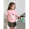 2026 Summer Cartoon Rabbit Print Children's Pure Cotton Pink Short-Sleeved T-Shirt Korean Brand Children's Clothing Girls' Tops
