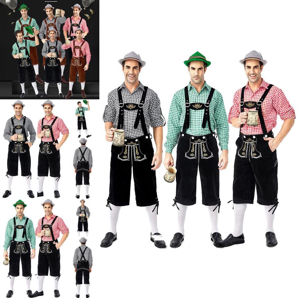 Deutsche Traditionelle Oktoberfest-Kleidung Bühnenkostüm für Herren mit Stilvollem Karoshirt