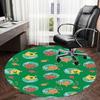 1pc Mr. Men and Little Miss characters on green . Round carpet, Made of Polyester,Perfect for Decorating Office Chairs, Living Rooms fplt122