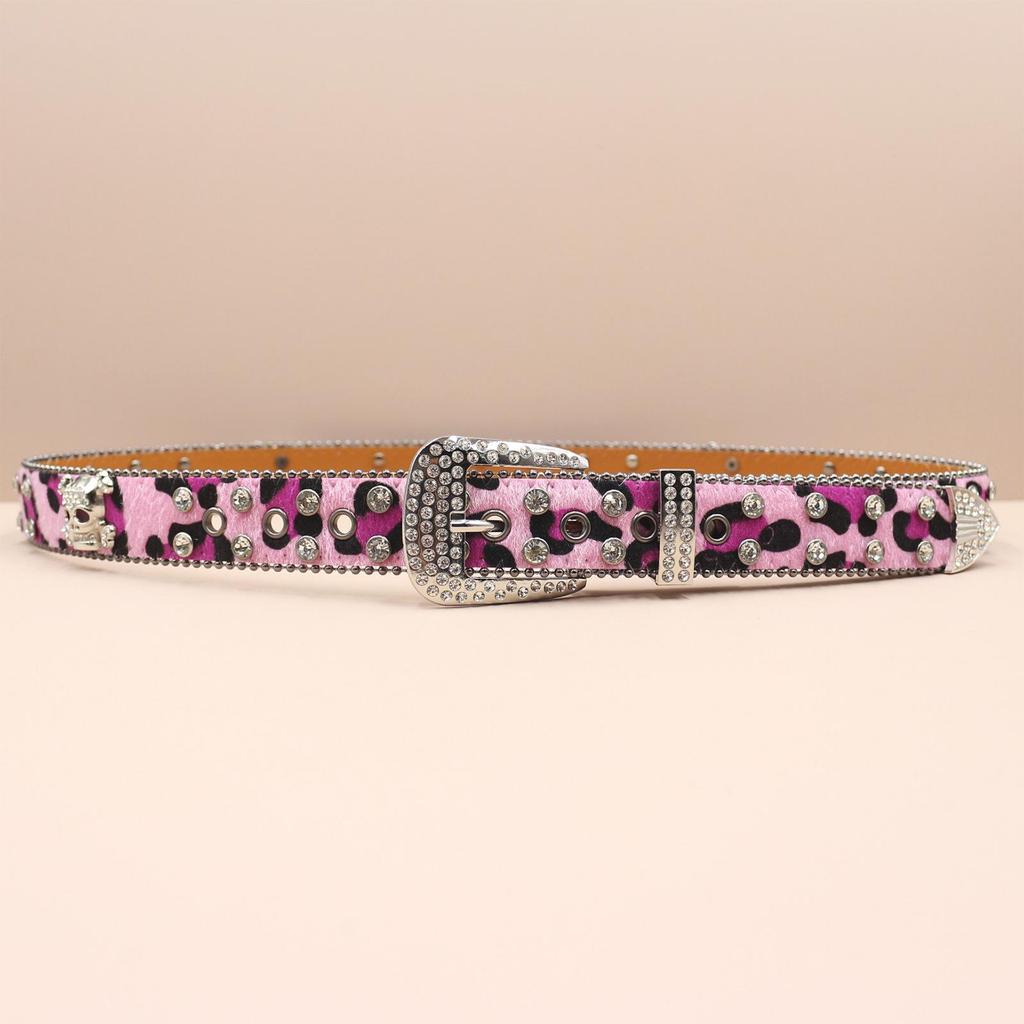 European-American Skull Rhinestone Punk Belt - Unisex Fashion Accessory