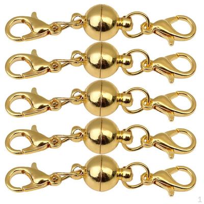 5 Sets Ball with Double Lobster Clasp Hooks Connector Jewelry Findings Gold