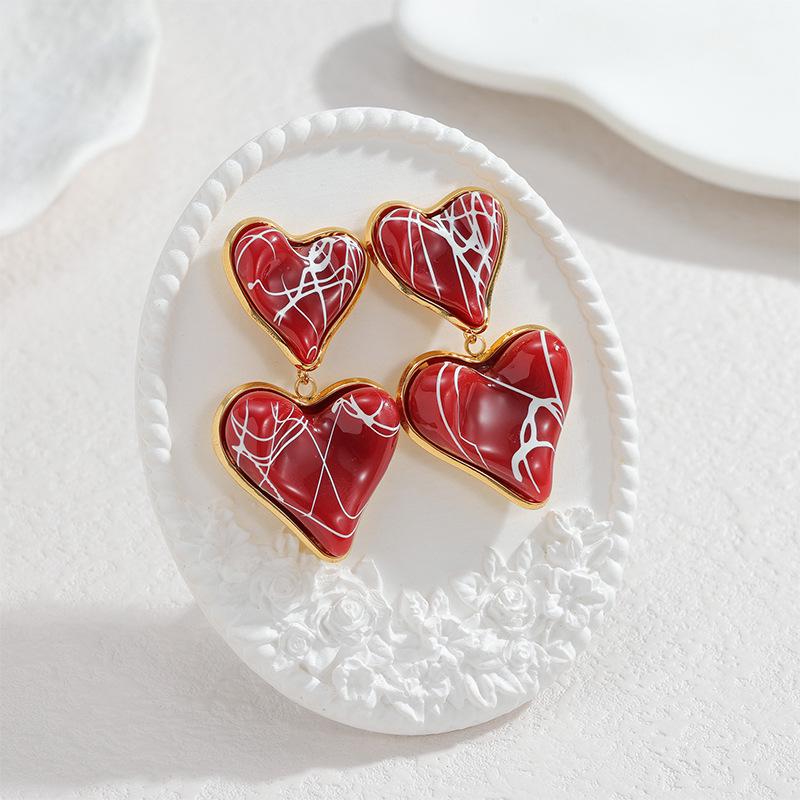 

Минималистичные серьги-сердечки Melaard: Мода в корейском стиле, универсальные осенне-зимние аксессуары из нержавеющей стали красный