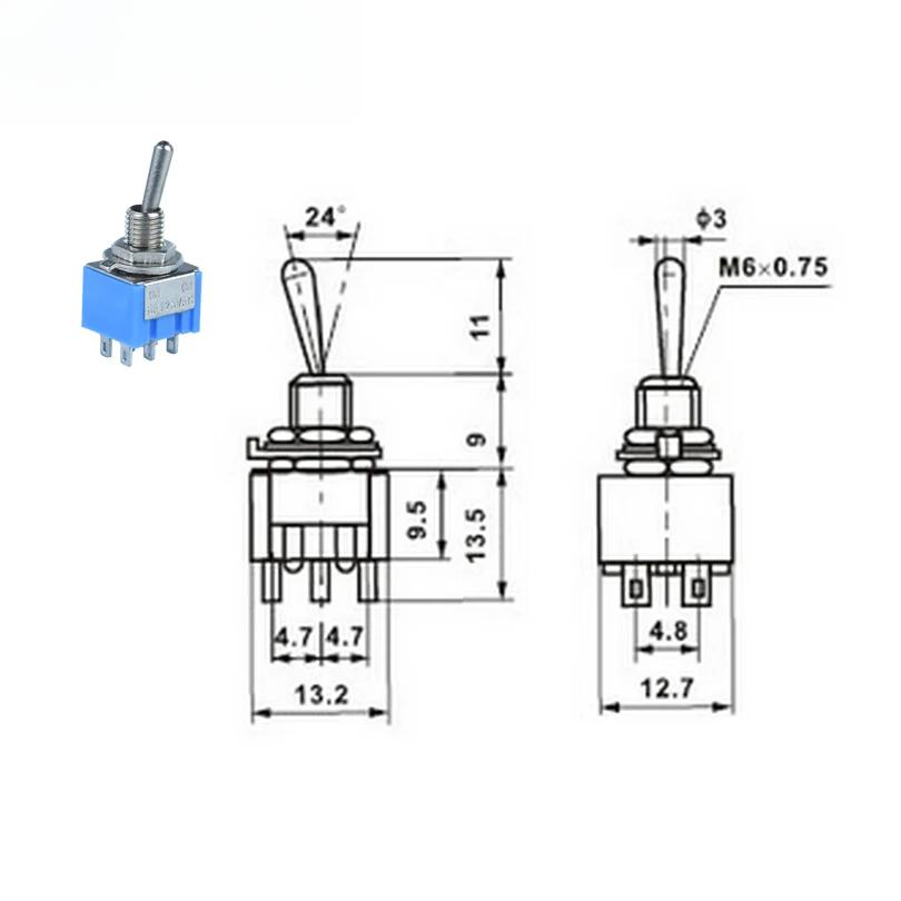 5Pcs 6mm Mini Toggle Switchs 2 Position 3 Position Latching Switch MTS-102/103/202/203 ON-ON SPST ON-OFF -ON SPDT