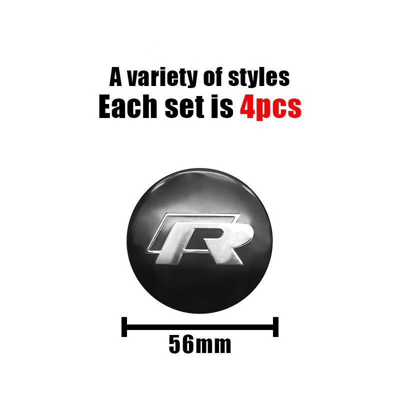 4 stk 56mm Bilhjul Senterskapsdeksel Klistremerker Navkapsel Biltilbehør For R Golf Motion GTI Polo Touran Octavia