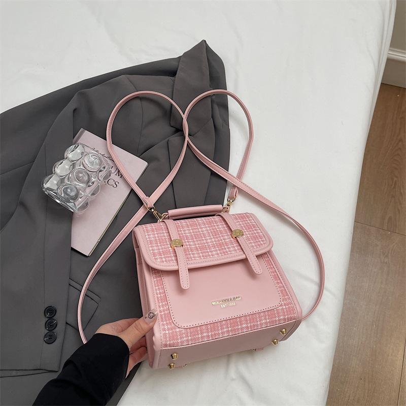 Schoolbag Korean plaid British style backpack women's 1011 new niche foreign style shoulder bag exquisite light luxury messenger bag