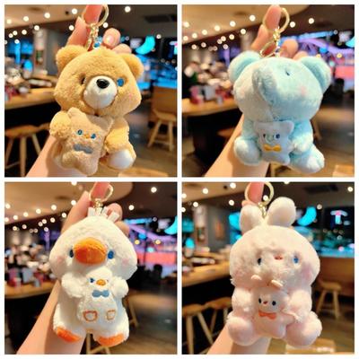 Bear Animals Stuffed Doll Pendant Rabbit Hugging Series Plush Doll Keyring  Key Holder