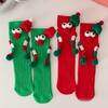 Children Christmas Party Decors Socks Creative Festival Cartoon Big Eyes Magnetic Hand Middle Tube Socks Hosiery Gift