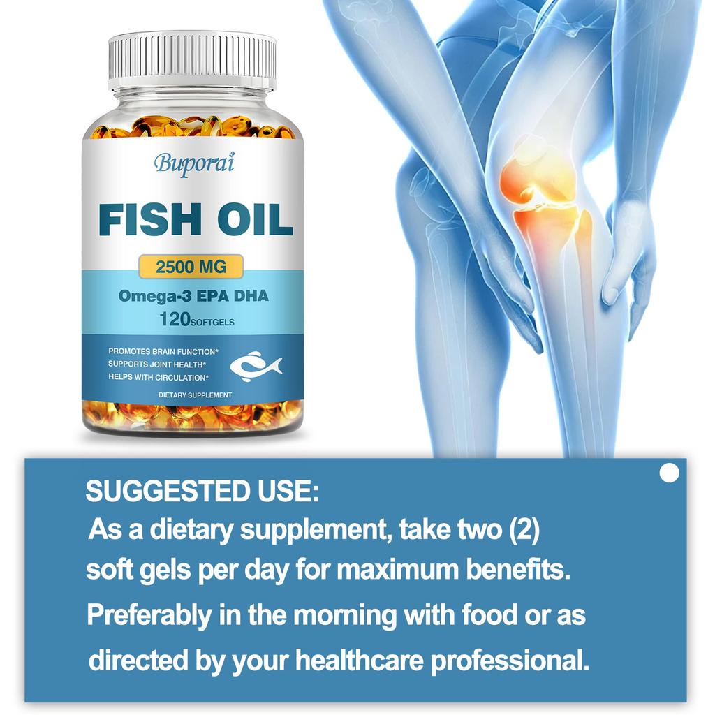 Omega-3 Fish Oil Capsules, Containing DHA and EPA, Support Immune, Brain, and Joint Health.