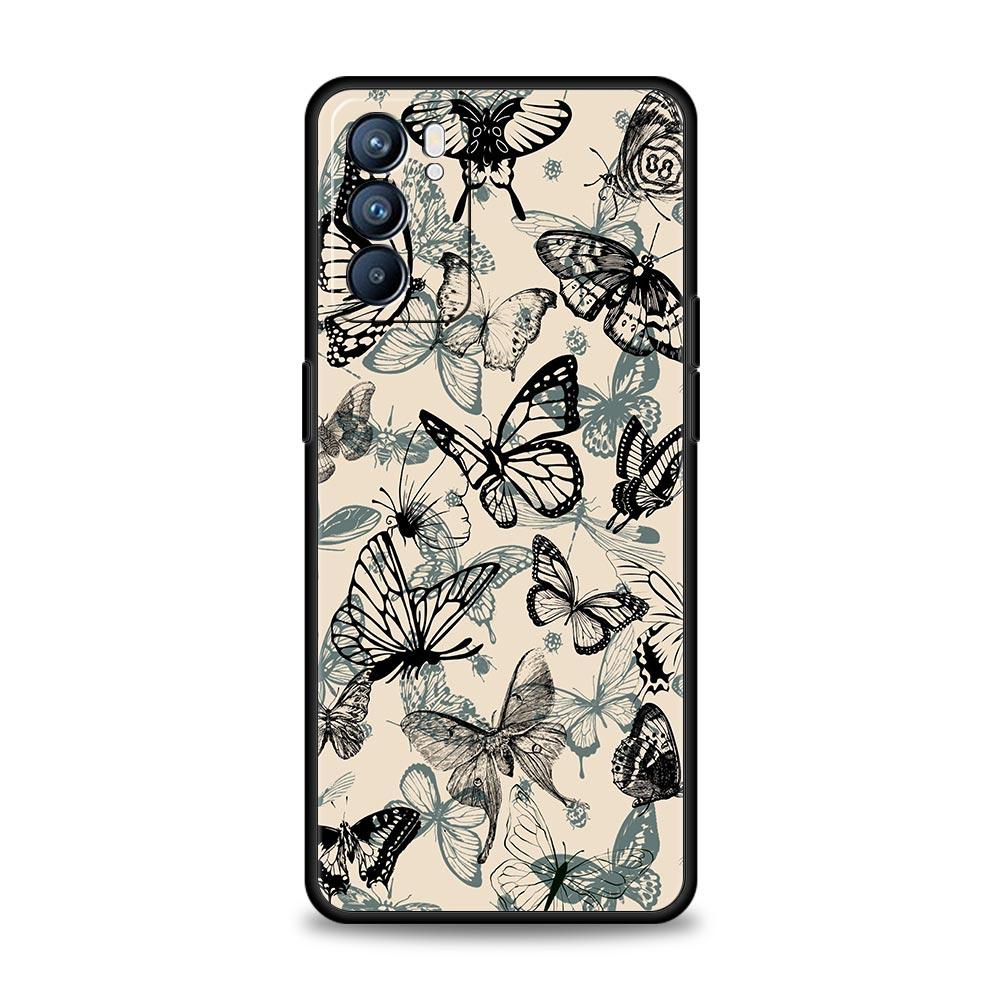 Fashionable Butterfly Flower Pattern Phone Case For Oppo Reno 13 12 11 10 7 F Find X5 X6 A98 A80 A79 A78 A57 A17 Pro 5G Soft TPU