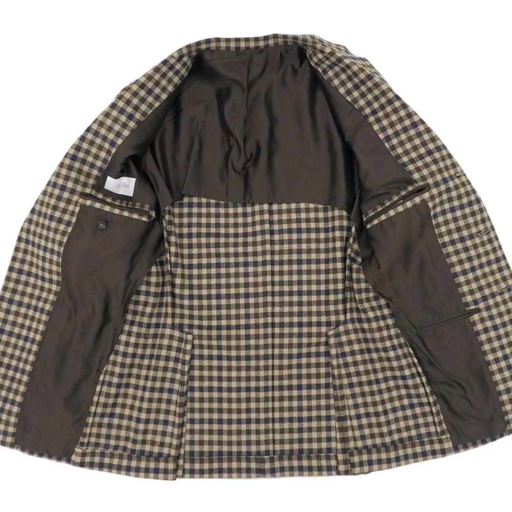 DE PETRILLO Excellent condition shepherd check wool nylon POSILLIPO tailored jacket, brown, size 44, for men Jacket 44 BrownUsed