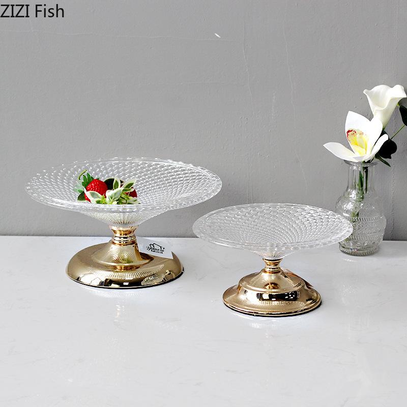 Dining Table Crystal Glass Fruit Plate Creative Living Room Candy Snack Plate Home Wedding Party Decoration Dessert Fruit Plate