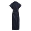 Women's Maxi Denim Dress Button Down Short Sleeve Long Jean Dress