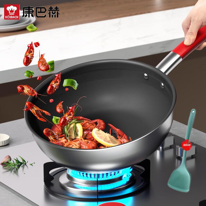 Kombach 28cm 304 Stainless Steel Titanium Non-Stick Wok