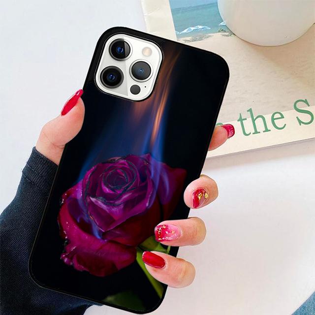 Autumu Burning Love Rose Phone Case Cover for iPhone 17 Air 16 16e 15 12 11 13 14 Pro Max Apple Plus Coque