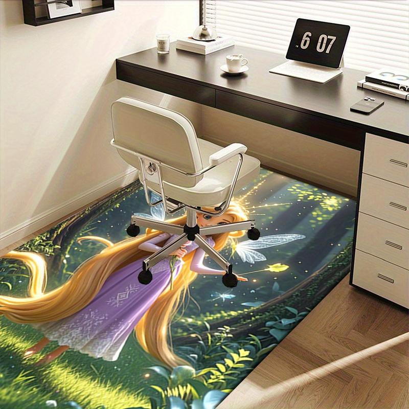 3D Printed Fairy Tale,Princess,Rapunzel Anti-Slip Rug - Machine Washable Office Rug for Living Room, Bedroom, Office - Multiple Sizes