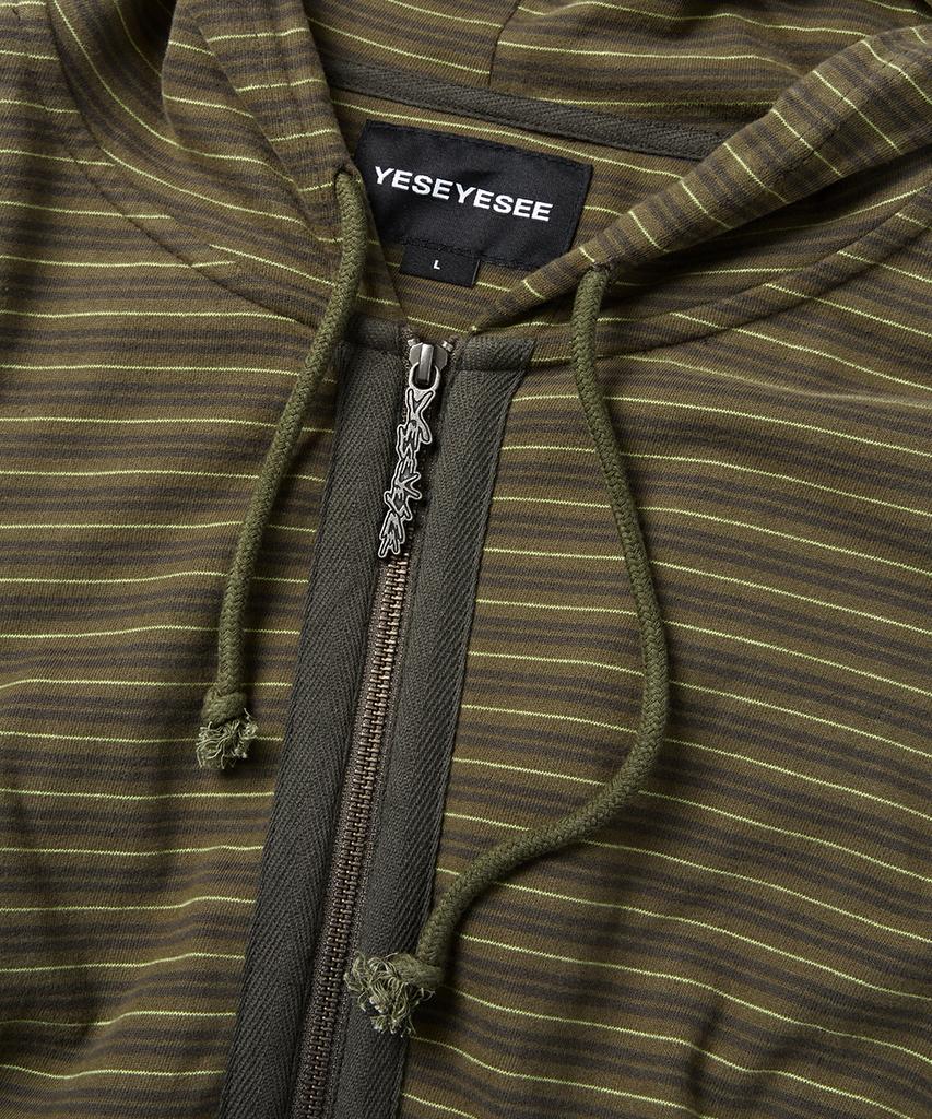 Yeseyesee Y.E.S Stripe Single Zip-Up Hoodie Khaki