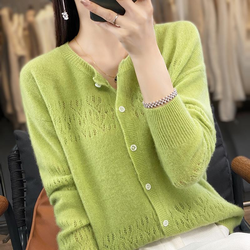 

QingHe Cashmere Женский кардиган из 30% кашемира - Мягкий и теплый свитер из шерстяной смеси L