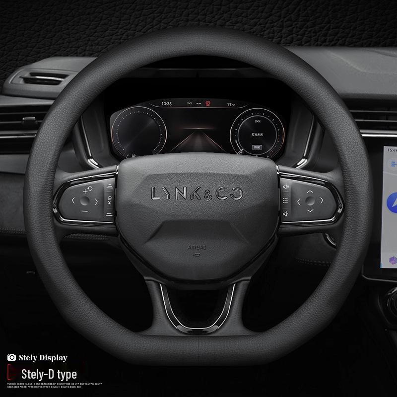 Lynk&Co Genuine Leather Steering Wheel Cover - Universal, Four-Season Fit for Models 01, 02, 03, 05, 06 New Energy.