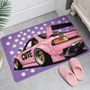 JDM Car Doormat  Black Tuning Vehicle with Yellow Background & "BVECTOR" Logo, Anime-Style Floor Mat for Man Cave and Garage