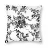 Black Floral Toile Square Pillowcase Polyester Linen Velvet Creative Zip Decor Throw Pillow Case Sofa Cushion Cover