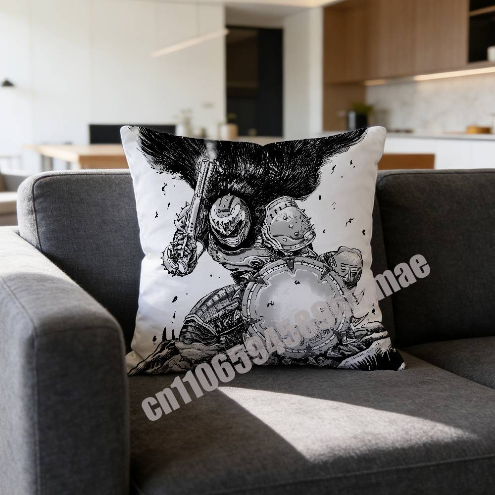 For Game D-Doom Slayer Throw Pillow Case Sham 45X45Cm 40X40Cm Square Car Pillowcase Pad Cushion Cover