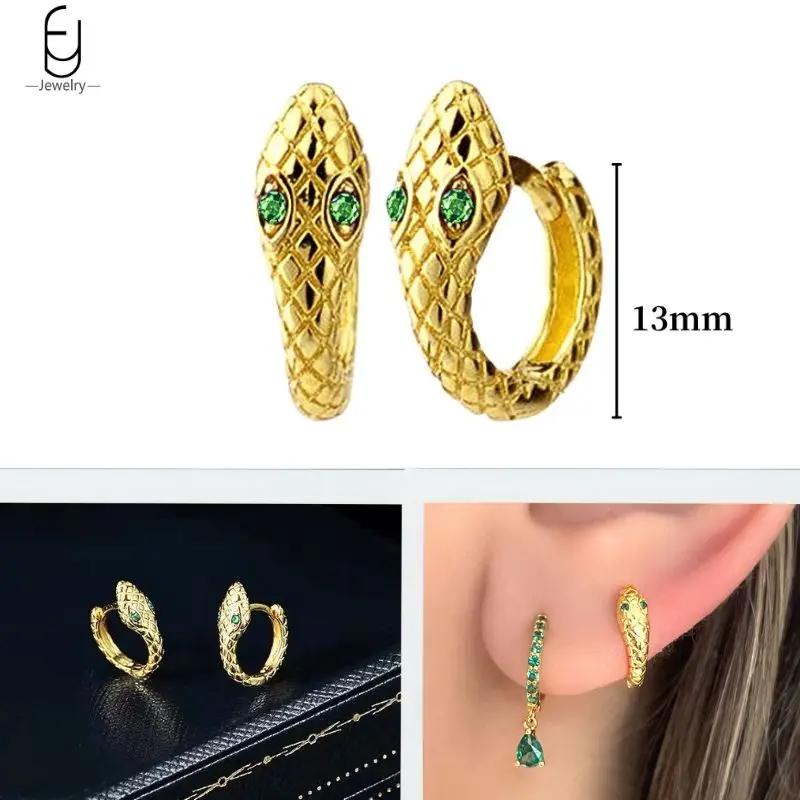 925 Silbernadel Grüne Zirkon Gold Ohrringe Herz Creolen für Damen Zarte Steckerohrringe Luxuriöser Schmuck Geschenke