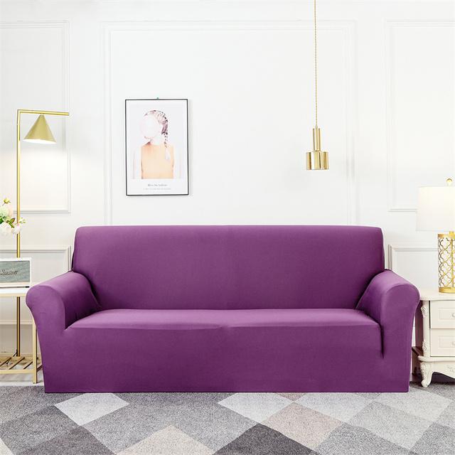 Spandex Sofa Slipcovers Stretch Elastic Couch Cover For Living Room Solid Color Anti -Slip Washable Furniture Protector Covers