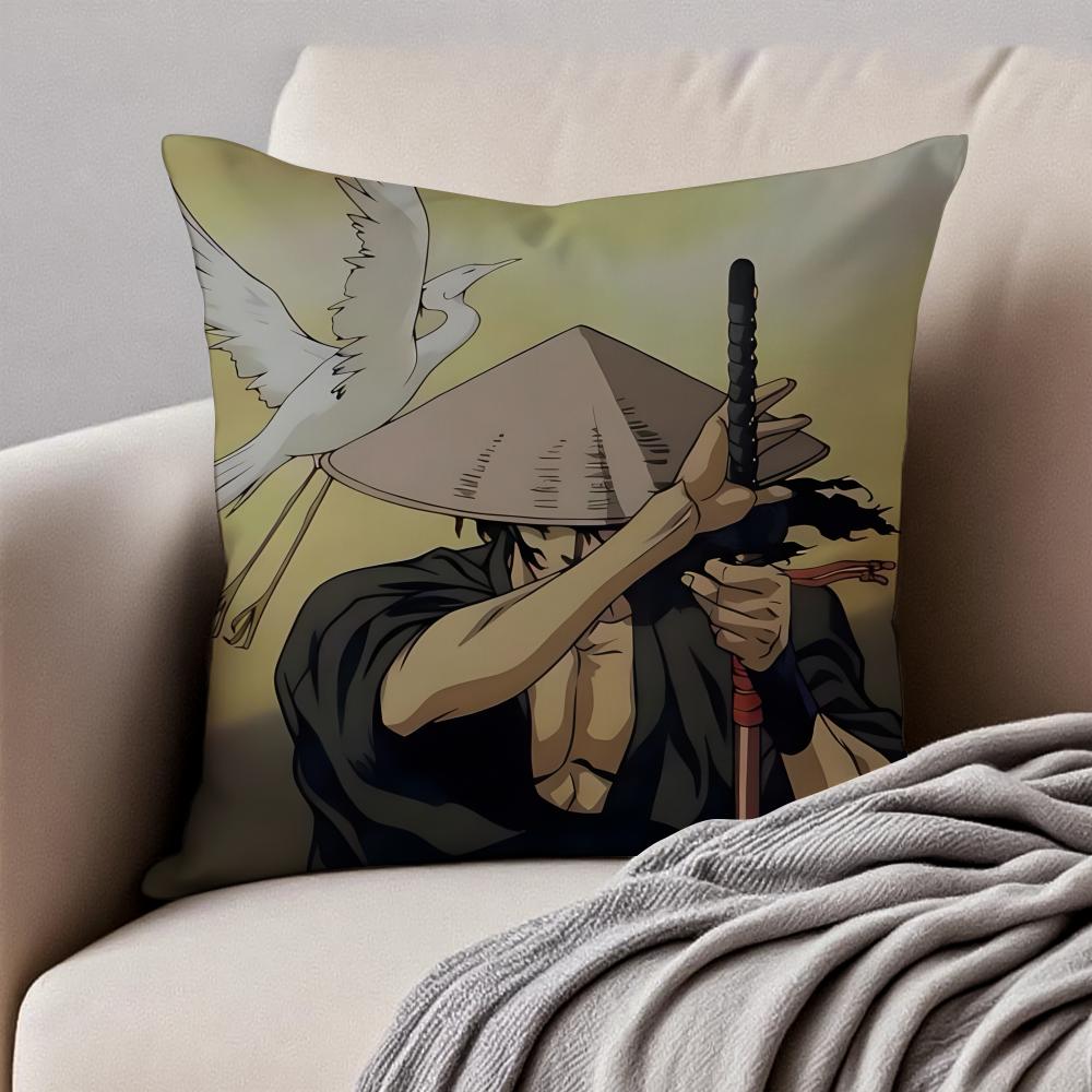 Nn-Ninja Scroll Pillow Samurai Anime Cushion Cushion Cover Pillowcase Anti-Dustmite Invisible Zipper Short Plush Sofa Cushion