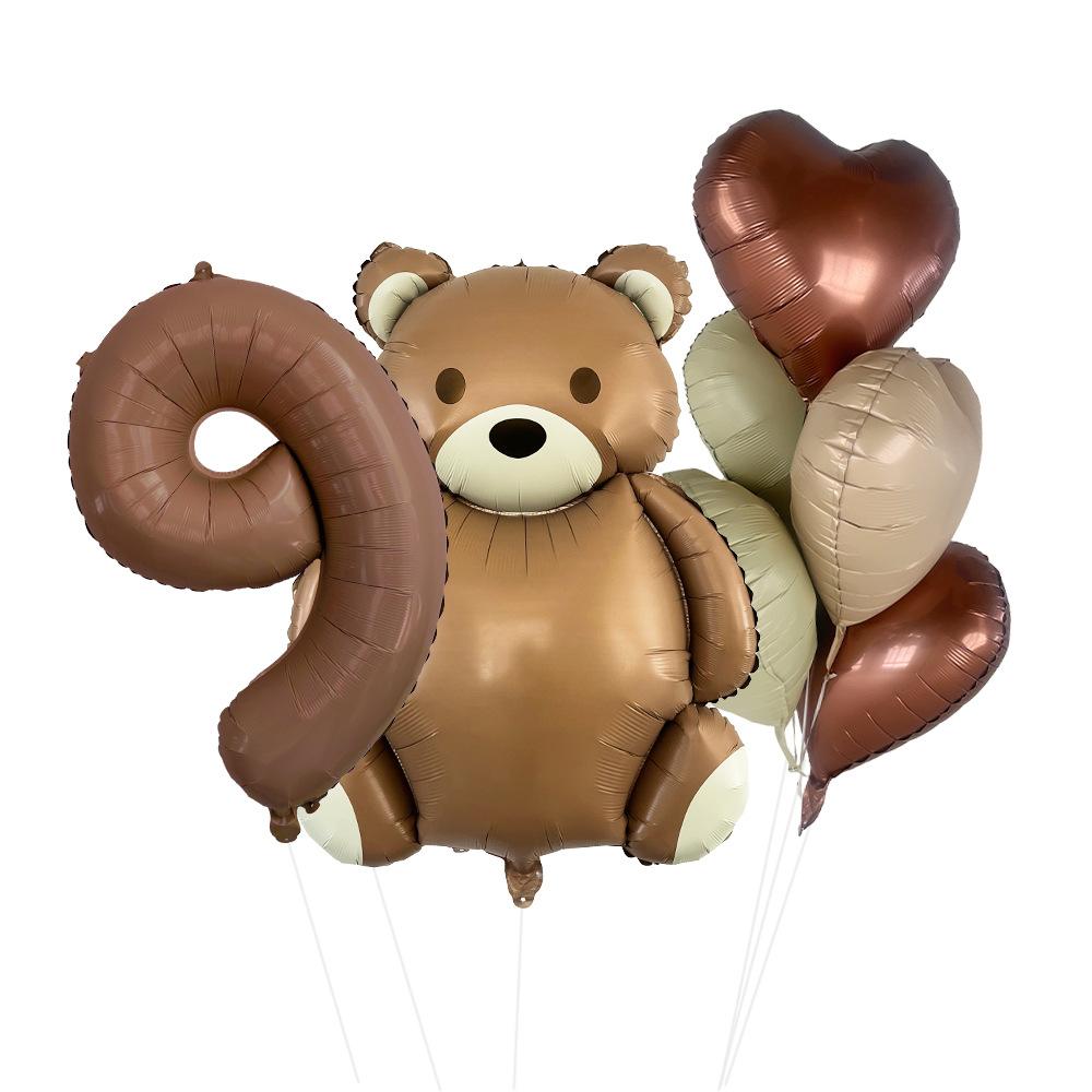Matte Bear Aluminum Film Balloon Set Love Digital Children'S Birthday Party Decoration Decoration Bear Birthday Party