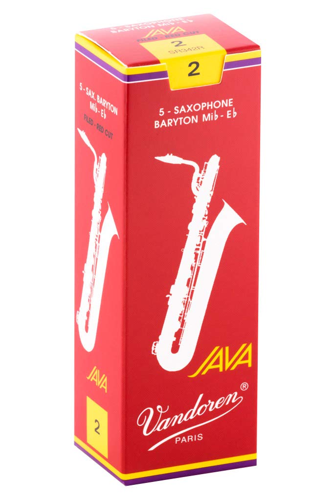 

Van Doren Baritone Saxophone Reed JAVA FILED RED CUT Hardness: 2 (5 pieces)