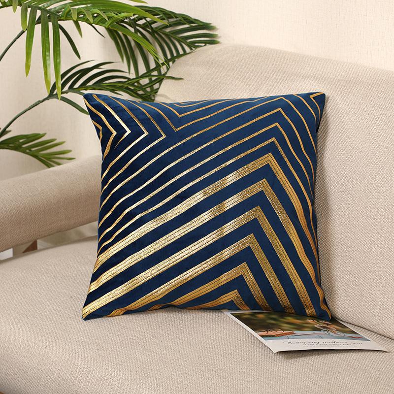 Li Velvet Bronzing Sofa Living Room Pillowcase Ins Style Nordic Car Waist Pillowcase Geometric Pattern