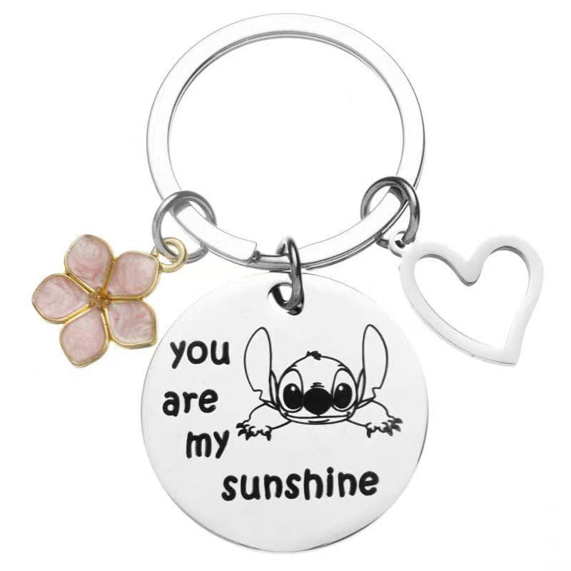 Stainless Steel "You Are My Sunshine" Engraved Keychain for Couples
