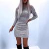 Herbst und Winter Damen Pullover Mittellange Twist Taille Kleid Strickwaren