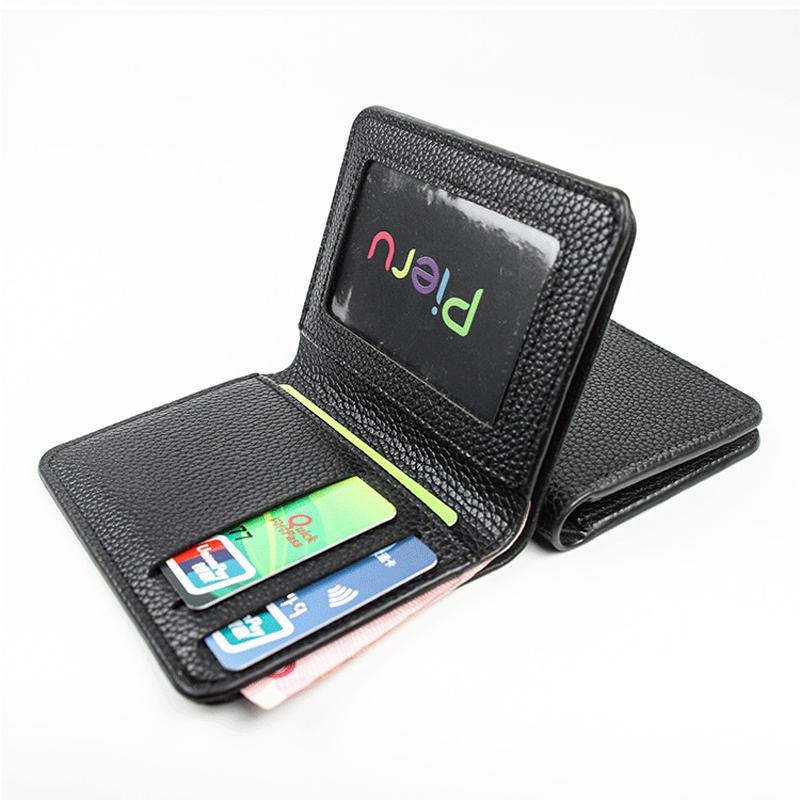 Ultra thin Lychee Print Leather Wallet for Men Multi-function Credit Card Bag Business Card Bank Card Holder Mini Purse