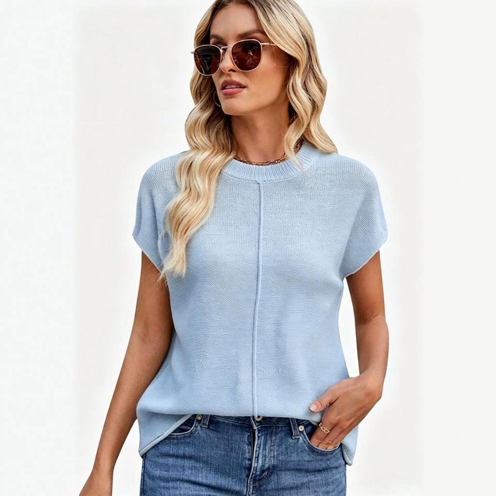 Cross2026 Women's Quick-Dry Versatile Solid Color Slimming Fashion Top - Daily Breathable Commuting Style