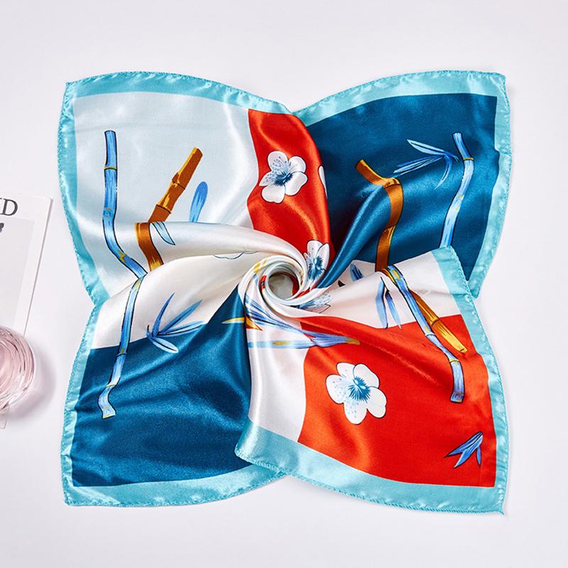 1 Peça Bandana Comissários de Bordo 50x50CM Moda Poliéster Elegante Lenços Quadrados Hijab Femininos